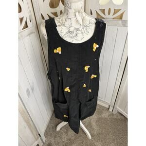 Vintage Quaker Factory Corduroy Overall Dress Candy Corn Teachercore Large